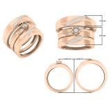 0.20 Carat (ctw) 14K Rose Gold Round White Diamond Men & Women's Engagement Ring Trio Bridal Set 1/5 CT