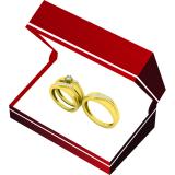 0.20 Carat (ctw) 14K Yellow Gold Round White Diamond Men & Women's Engagement Ring Trio Bridal Set 1/5 CT