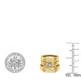 0.20 Carat (ctw) 14K Yellow Gold Round White Diamond Men & Women's Engagement Ring Trio Bridal Set 1/5 CT