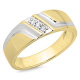 0.12 Carat (ctw) 10K Yellow Gold Round White Diamond Men's 3 Stone Wedding Anniversary Band