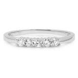 IGI CERTIFIED 0.25 Carat (ctw) 14K White Gold Round Cut White Diamond Ladies 5 Stone Bridal Wedding Band Anniversary Ring 1/4 CT