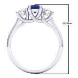 1.10 Carat (ctw) 10K White Gold Oval Cut Blue Sapphire & Round Cut White Diamond Ladies Bridal 3 Stone Engagement Ring 1 CT