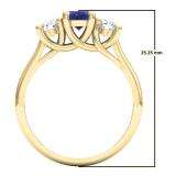 1.10 Carat (ctw) 18K Yellow Gold Oval Cut Blue Sapphire & Round Cut White Diamond Ladies Bridal 3 Stone Engagement Ring 1 CT