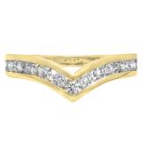 0.80 Carat (ctw) 10K Yellow Gold Round Real White Diamond Wedding Stackable Band Anniversary Guard Chevron Ring 3/4 CT