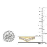 0.80 Carat (ctw) 10K Yellow Gold Round Real White Diamond Wedding Stackable Band Anniversary Guard Chevron Ring 3/4 CT
