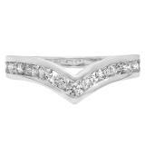 0.80 Carat (ctw) 14K White Gold Round Real White Diamond Wedding Stackable Band Anniversary Guard Chevron Ring 3/4 CT