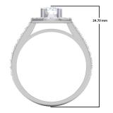 1.00 Carat (ctw) 14K White Gold Round White Diamond Ladies Halo Style Bridal Engagement Ring 1 CT