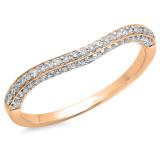 0.20 Carat (ctw) 14K Rose Gold Round Cut Diamond Ladies Stackable Anniversary Wedding Contour Band Guard Ring 1/5 CT