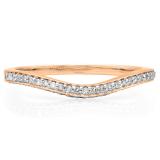 0.20 Carat (ctw) 14K Rose Gold Round Cut Diamond Ladies Stackable Anniversary Wedding Contour Band Guard Ring 1/5 CT