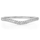 0.20 Carat (ctw) 14K White Gold Round Cut Diamond Ladies Stackable Anniversary Wedding Contour Band Guard Ring 1/5 CT