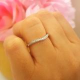 0.20 Carat (ctw) 14K White Gold Round Cut Diamond Ladies Stackable Anniversary Wedding Contour Band Guard Ring 1/5 CT