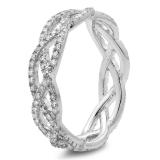 0.75 Carat (ctw) 18K White Gold Round White Diamond Ladies Swirl Bridal Engagement Ring 3/4 CT