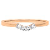 0.15 Carat (ctw) 14K Rose Gold Round Diamond Ladies Contour Anniversary Wedding Stackable Band Guard Ring