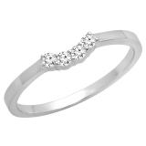 0.15 Carat (ctw) 14K White Gold Round Diamond Ladies Contour Anniversary Wedding Stackable Band Guard Ring