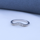 0.10 Carat (ctw) 10K White Gold Round Cut White Diamond Ladies Anniversary Wedding Stackable Contour Guard Band 1/10 CT