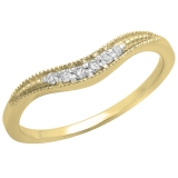 0.10 Carat (ctw) 10K Yellow Gold Round Cut White Diamond Ladies Anniversary Wedding Stackable Contour Guard Band 1/10 CT