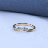0.10 Carat (ctw) 10K Yellow Gold Round Cut White Diamond Ladies Anniversary Wedding Stackable Contour Guard Band 1/10 CT