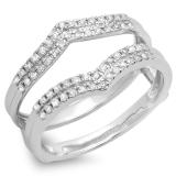 0.30 Carat (ctw) 10K White Gold Round Diamond Ladies Anniversary Wedding Band Enhancer Guard Double Ring 1/3 CT