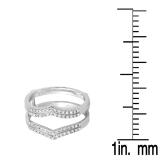 0.30 Carat (ctw) 10K White Gold Round Diamond Ladies Anniversary Wedding Band Enhancer Guard Double Ring 1/3 CT