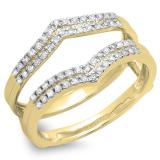 0.30 Carat (ctw) 10K Yellow Gold Round Diamond Ladies Anniversary Wedding Band Enhancer Guard Double Ring 1/3 CT