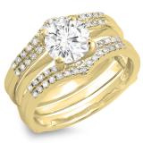 0.30 Carat (ctw) 10K Yellow Gold Round Diamond Ladies Anniversary Wedding Band Enhancer Guard Double Ring 1/3 CT