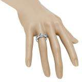 0.80 Carat (ctw) 10k White Gold Round White Diamond Ladies Bridal Split Shank Swirl Engagement Ring Matching Band Set 3/4 CT