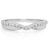 0.25 Carat (ctw) 14K White Gold Round Cut White Diamond Ladies Anniversary Wedding Stackable Contour Guard Band 1/4 CT