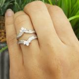 0.40 Carat (ctw) 14K White Gold Round Cut White Diamond Ladies Anniversary Wedding Band Enhancer Guard Double Ring