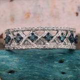 0.30 Carat (ctw) Sterling Silver Round Blue & White Diamond Ladies Anniversary Ring Fashion Wedding Band 1/3 CT