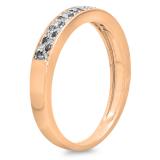 0.15 Carat (ctw) 10K Rose Gold Round Black & White Diamond Ladies Anniversary Wedding Band Stackable Ring