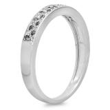 0.15 Carat (ctw) 10K White Gold Round Black & White Diamond Ladies Anniversary Wedding Band Stackable Ring