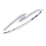 0.50 Carat (ctw) Round Milgrain Bypass Bangle Bracelet for Women 1/2 CT 10K White Gold