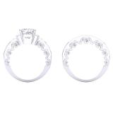 1.80 Carat (Ctw) 10K White Gold Princess & Round Diamond Ladies Bridal Semi Mount Engagement Ring With Matching Band Set 1 3/4 ct