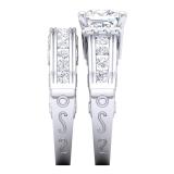 1.80 Carat (Ctw) 10K White Gold Princess & Round Diamond Ladies Bridal Semi Mount Engagement Ring With Matching Band Set 1 3/4 ct