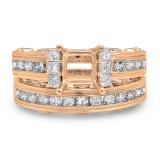 1.80 Carat (Ctw) 14K Rose Gold Princess & Round Diamond Ladies Bridal Semi Mount Engagement Ring With Matching Band Set 1 3/4 ct