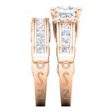 1.80 Carat (Ctw) 14K Rose Gold Princess & Round Diamond Ladies Bridal Semi Mount Engagement Ring With Matching Band Set 1 3/4 ct