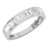 0.60 Carat (ctw) 14K White Gold Princess & Baguette White Diamond Ladies Invisible Wedding Band
