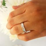 0.60 Carat (ctw) 14K White Gold Princess & Baguette White Diamond Ladies Invisible Wedding Band