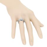 0.15 Carat (Ctw) 10K White Gold Round White Diamond Ladies Bridal Engagement Ring Matching Band Set