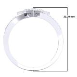 0.10 Carat (ctw) Sterling Silver Round White Diamond Ladies Promise Double Heart Love Split Shank Engagement Ring 1/10 CT