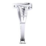 0.10 Carat (ctw) Sterling Silver Round White Diamond Ladies Promise Double Heart Love Split Shank Engagement Ring 1/10 CT