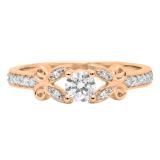 0.50 Carat (Ctw) 10K Rose Gold Round White Diamond Ladies Bridal Unique Vintage Style Engagement Ring 1/2 CT