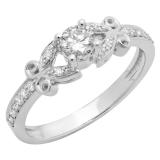 0.50 Carat (Ctw) 10K White Gold Round White Diamond Ladies Bridal Unique Vintage Style Engagement Ring 1/2 CT