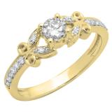 0.50 Carat (Ctw) 10K Yellow Gold Round White Diamond Ladies Bridal Unique Vintage Style Engagement Ring 1/2 CT
