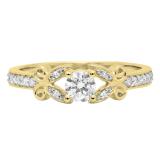 0.50 Carat (Ctw) 10K Yellow Gold Round White Diamond Ladies Bridal Unique Vintage Style Engagement Ring 1/2 CT