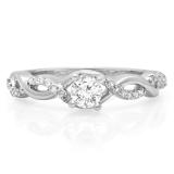 0.50 Carat (ctw) 14K White Gold Round White Diamond Ladies Crossover Split Shank Bridal Promise Engagement Ring 1/2 CT