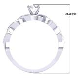 0.50 Carat (ctw) 14K White Gold Round White Diamond Ladies Crossover Split Shank Bridal Promise Engagement Ring 1/2 CT