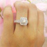 0.90 Carat (ctw) 10K White Gold Round Cut White Diamond Ladies Bridal Vintage Halo Style Engagement Ring