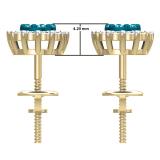 0.60 Carat (ctw) 18K Yellow Gold Round Blue & White Diamond Ladies Cluster Stud Earrings