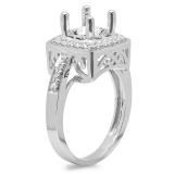 0.30 Carat (ctw) 14K White Gold Round Cut White Diamond Ladies Bridal Semi Mount Engagement Ring 1/3 CT (No Center Stone)